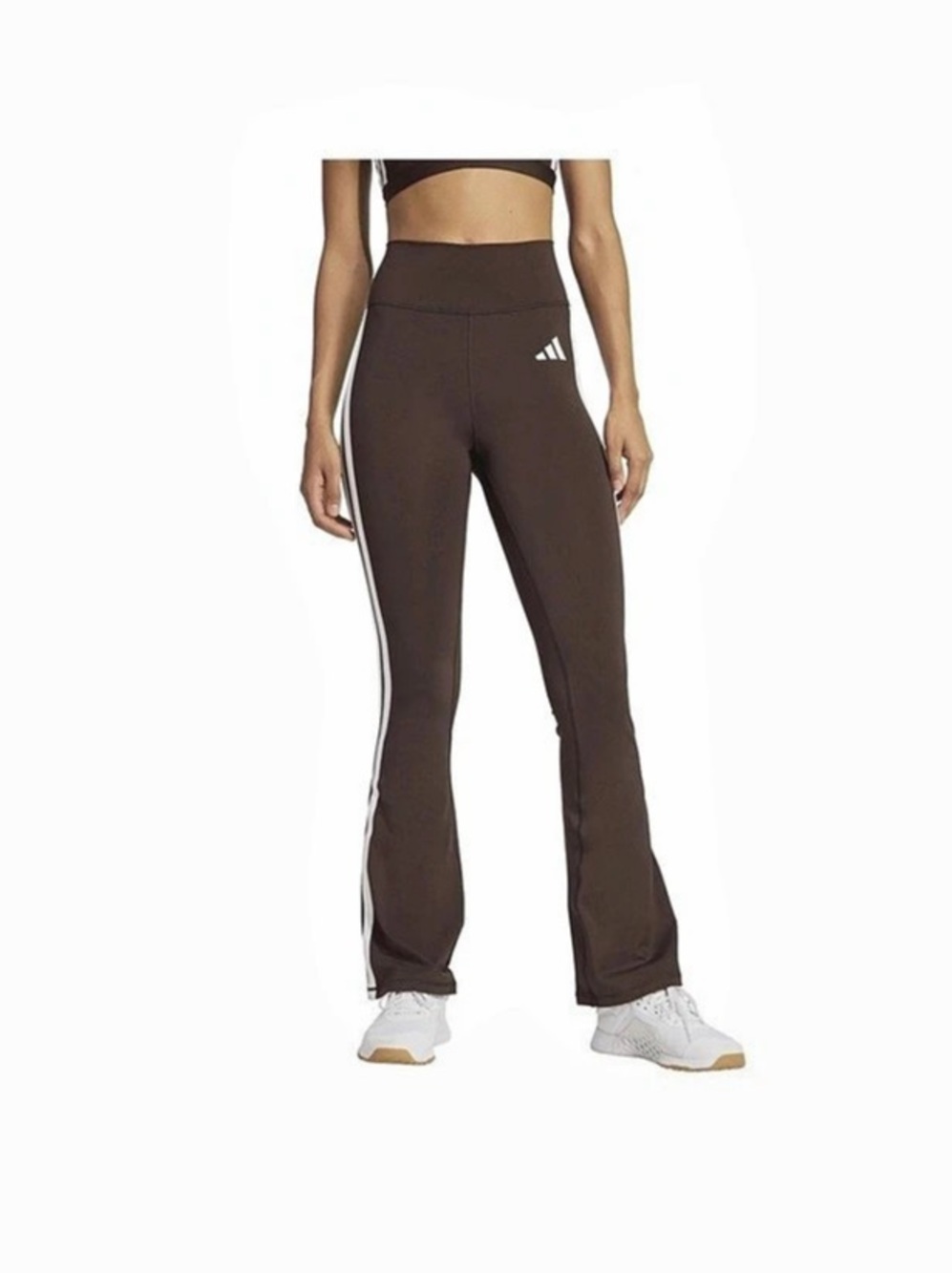 adidas Optime Essentials 3-Stripes Flared Leggings Brown NWT